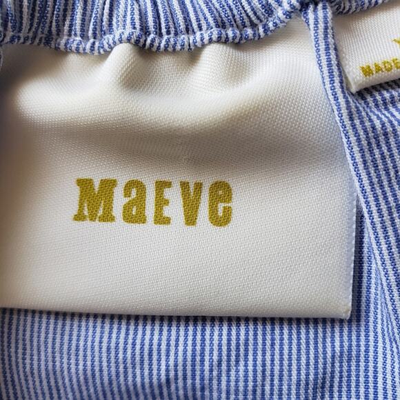 Maeve by Anthro Blue White Striped Elasticized Neck Cotton Poplin Crop Top XS - Picture 11 of 14